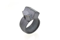 Image 5 of Aquamarine sculptural ring. made in oxidised sterling silver by Chris Boland