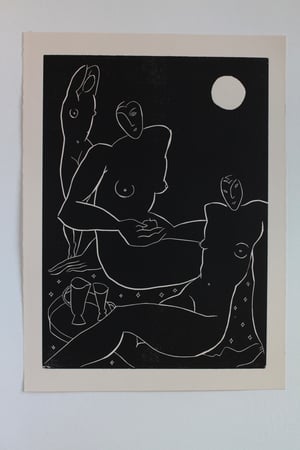 Image of Full moon - woodcut 35x48 cm (a3 plus margins)