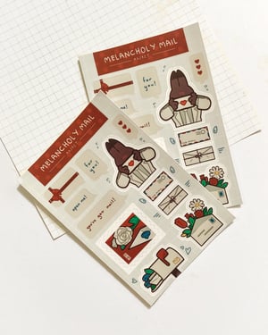 Image of melancholy mail sticker sheet