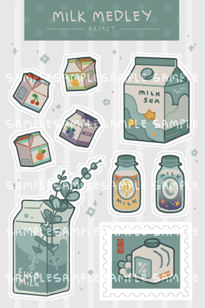 Image of milk medley sticker sheet