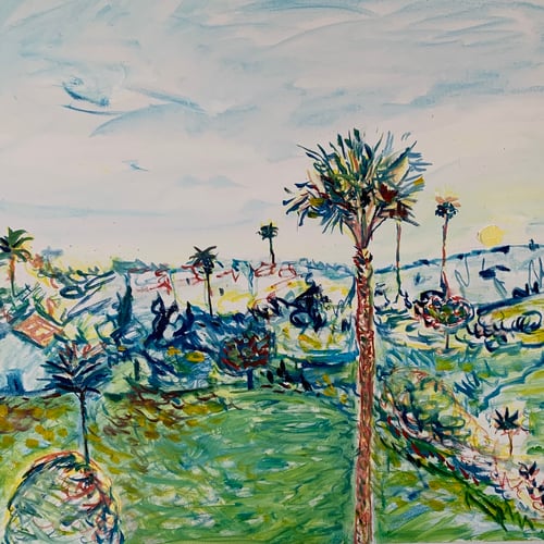Image of Jardines Palm 30" x 30" oil on canvas painting