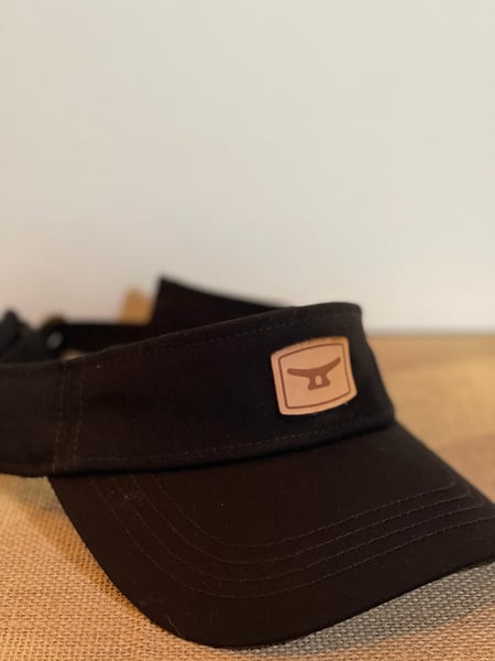 Image of Black/ brown leather patch visor 