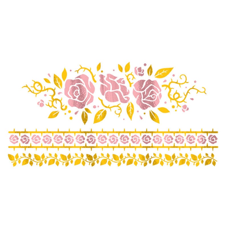 Image of Gold Foil Gilded Rose - 2 Tattoo Set