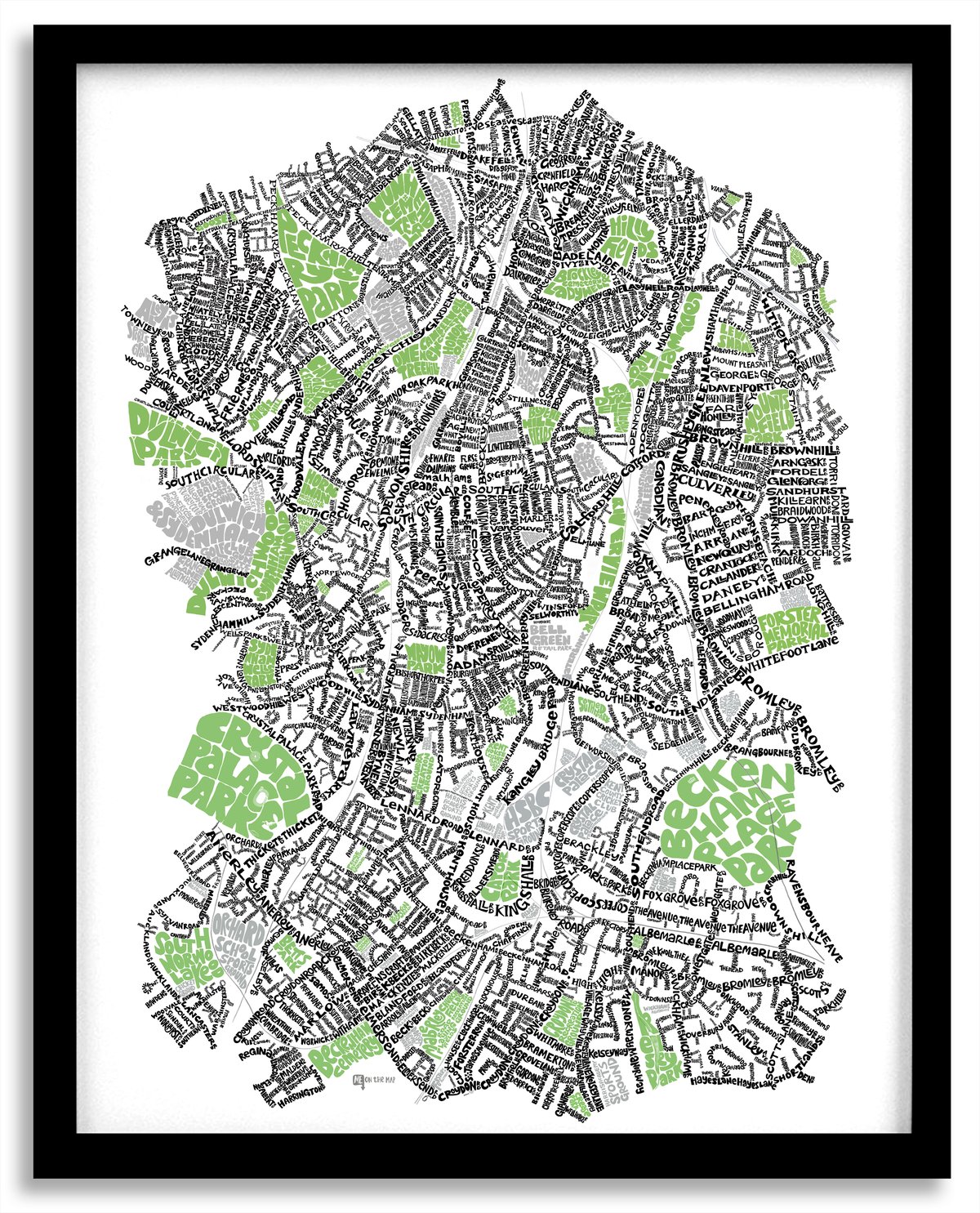 Image of SE London Parks - New Cross-Brockley-Forest Hill-East Dulwich-Sydenham-Penge-Beckenham Type Map