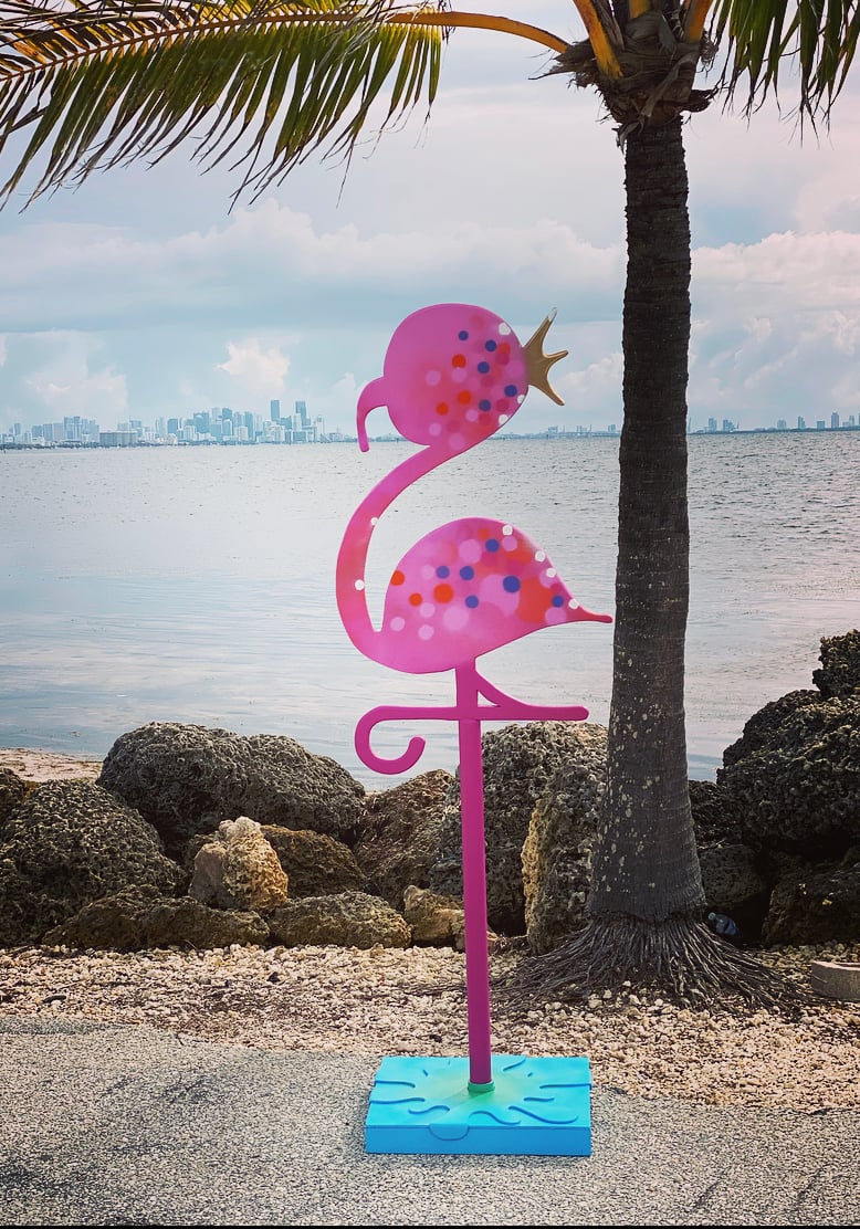 Image of Pink FlMINGO statue
