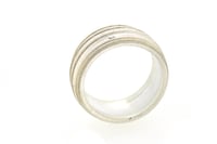 Image 3 of Sterling Silver Round, grooved 'Strata' Ring. 10mm wide band with a rounded, easy fit inside