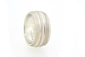 Sterling Silver Round, grooved 'Strata' Ring. 10mm wide band with a rounded, easy fit inside