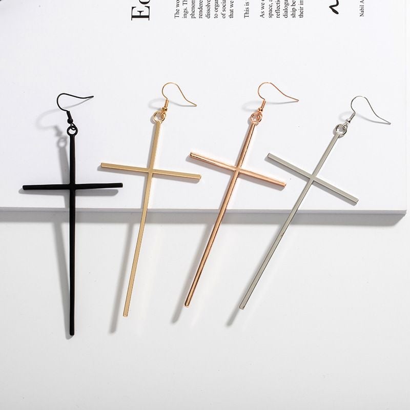 Image of Fashion Long Cross Earrings