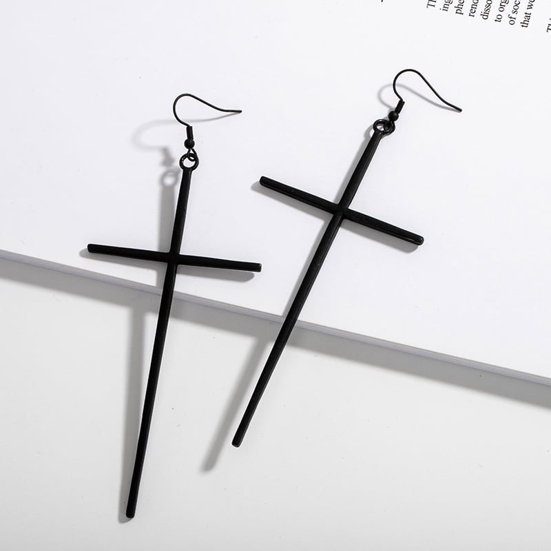 Image of Fashion Long Cross Earrings