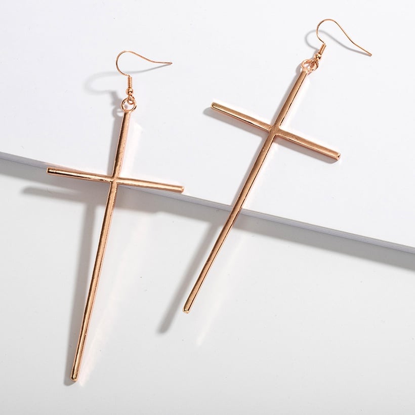 Image of Fashion Long Cross Earrings