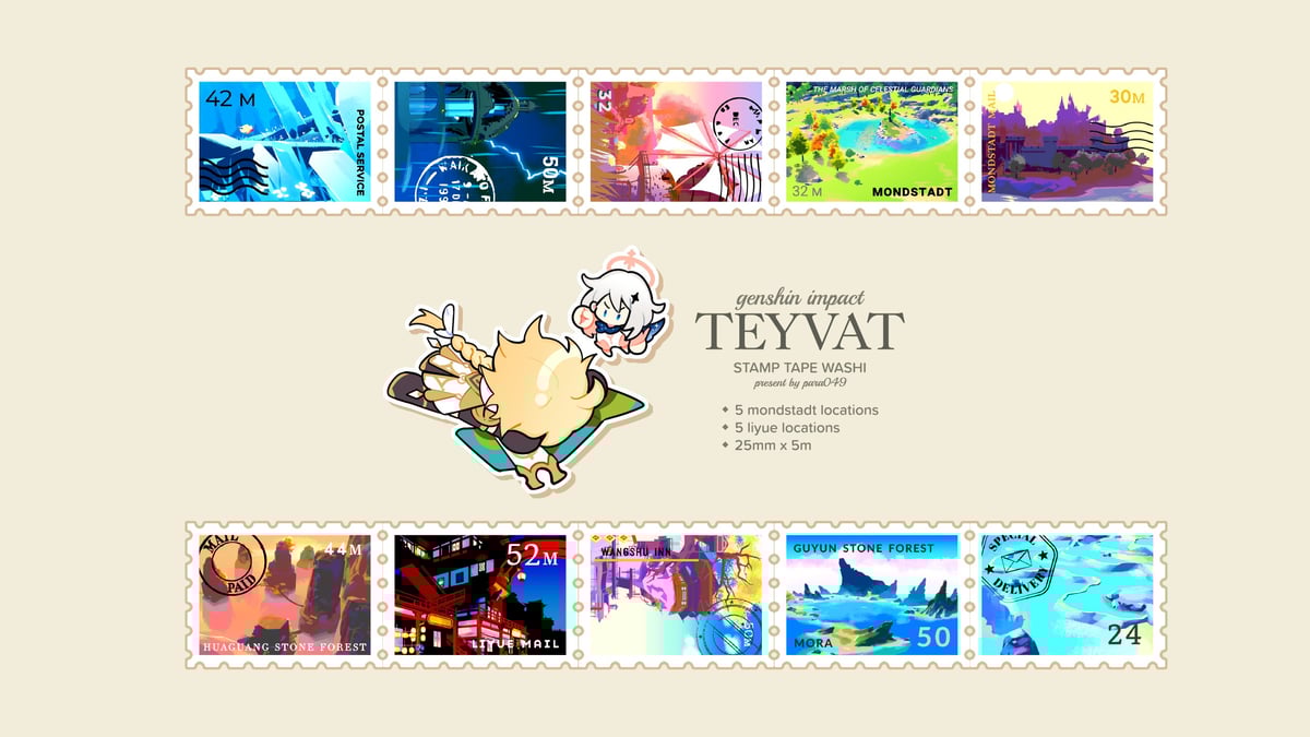 Image of GENSHIN IMPACT :: Teyvat Stamp Washi Tape