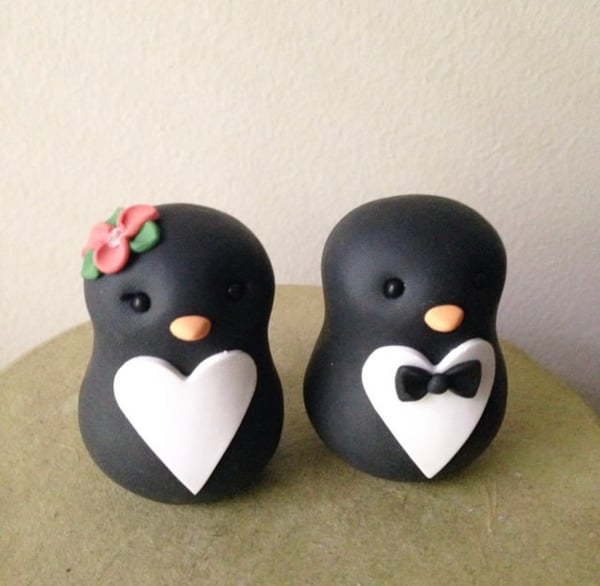 Image of Penguin Wedding Cake Topper