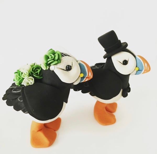 Image of Puffin Wedding Cake Topper