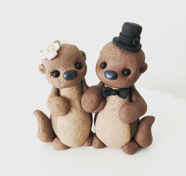 Image of Sea Otter Wedding Cake Topper