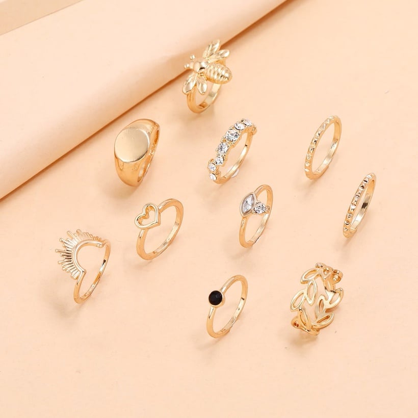 Image of Heart Bee Ring Set