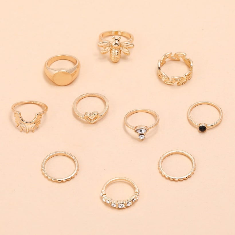Image of Heart Bee Ring Set