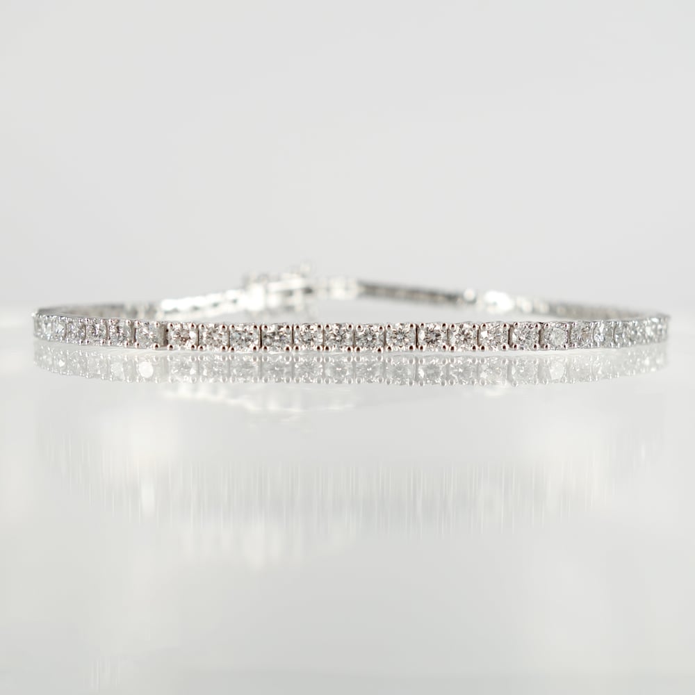 Image of 18ct white gold tennis bracelet set with .05pt E-F VS lab grown diamonds. TB1