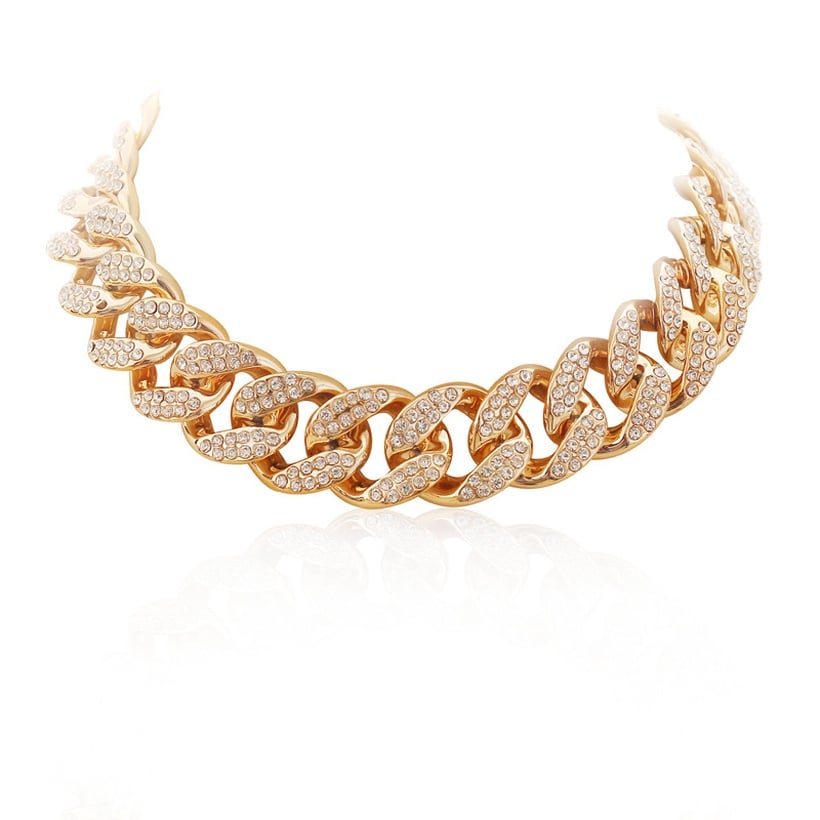 Image of Thick Gold Rhinestone Necklace