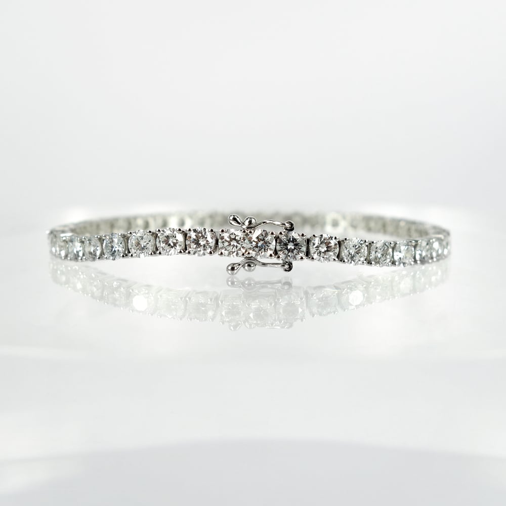 Image of 18ct white gold tennis bracelet set with .14pt E-F lab grown diamonds. TB3