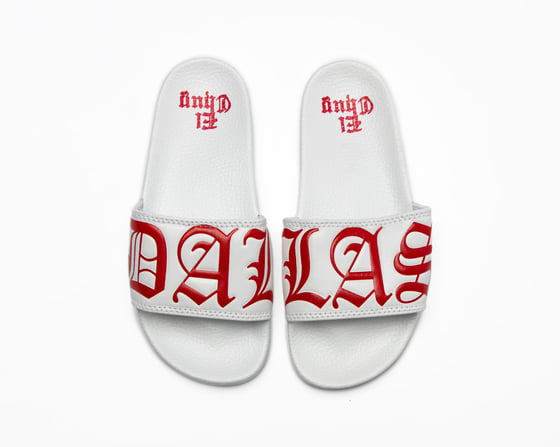 Image of DALLAS WHITE/RED SLIDES (NOW SHIPPING)