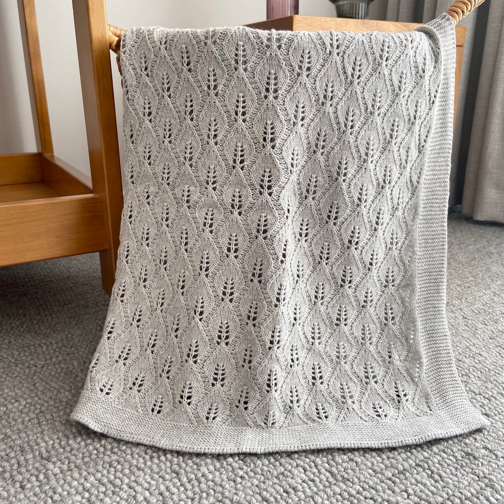Image of Baby knitted blanket - Leaf Design in 6 colours