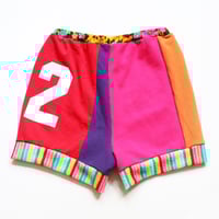 Image 5 of rainbow colorblock patchwork TWELVE 12TH 12 TWELFTH BIRTHDAY PARTY BDAY shorts courtneycourtney 
