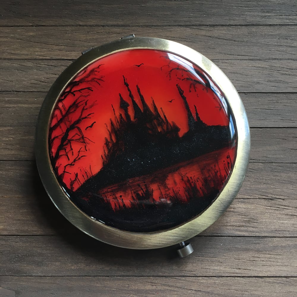 Custom Hand Painted Resin Art Compact Handbag Mirror