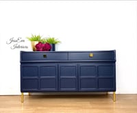 Image 1 of Vintage Mid Century Modern Retro NATHAN SIDEBOARD, DRINKS CABINET, TV STAND in navy blue 