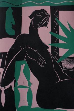 Image of La collectionneuse - pink and dark green