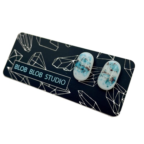 Image of White, Blue, and Gray Speckles Studs