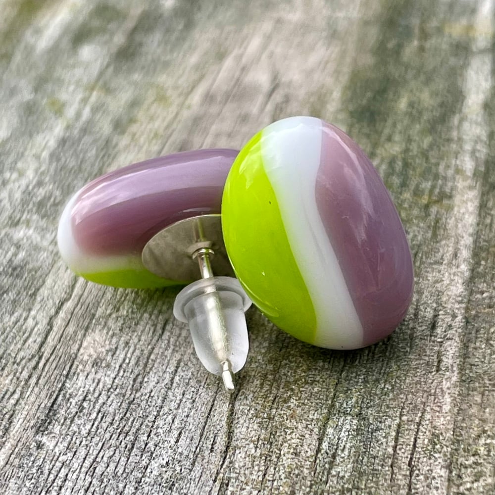 Image of Green, White, and Purple Studs