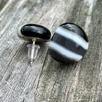 Image 1 of Black and White Stripe Studs