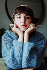 Image 6 of Algoma Cardigan of Mohair + Merino (shown in Stonewashed Denim)