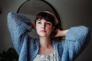 Image of Algoma Cardigan of Mohair + Merino (shown in Stonewashed Denim)