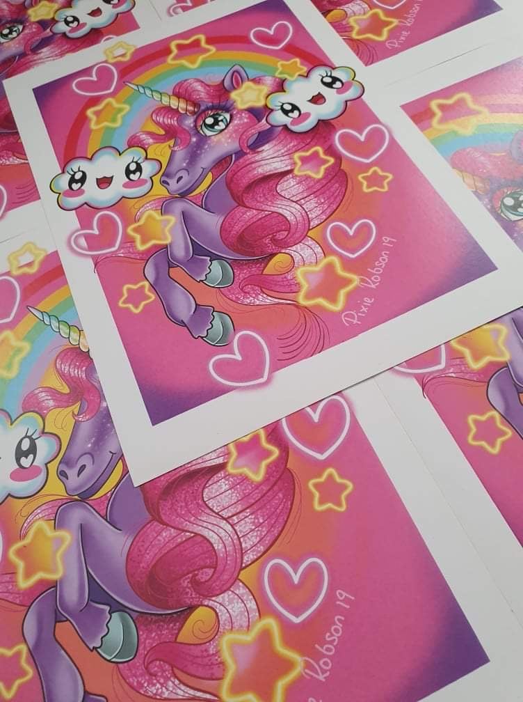 A4 neon unicorn print