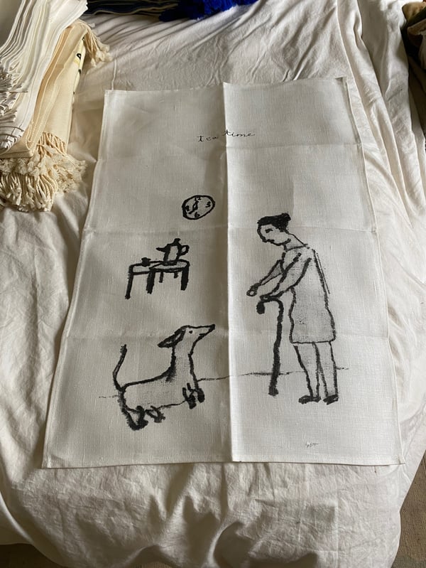 Image of "Tea Time" linen tea towel