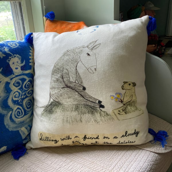 Image of "Sitting With Friend" 20" Merino Wool Pillow