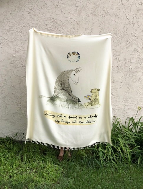 Image of "Sitting with a Friend" Merino Wool Extra Large Throw