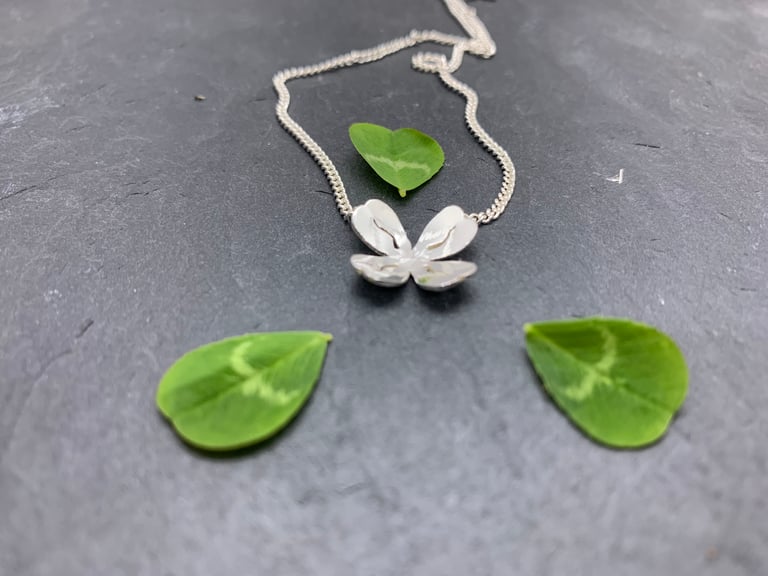 Silver Four Leaf Clover Necklace Image 3