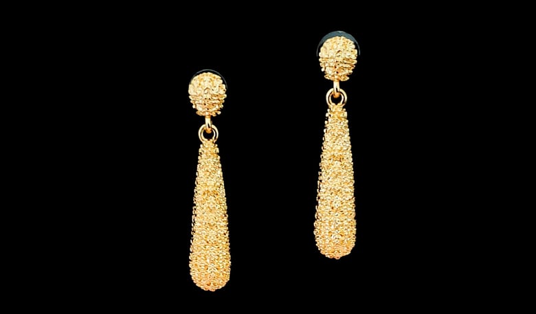 Image of Gold Nugget Teardrop Pierced Earrings 