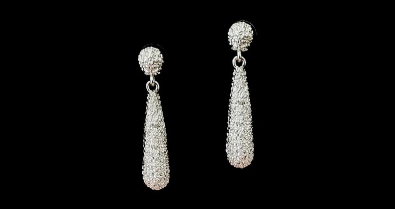 Image of Silver Nugget Teardrop Pierced Earrings 