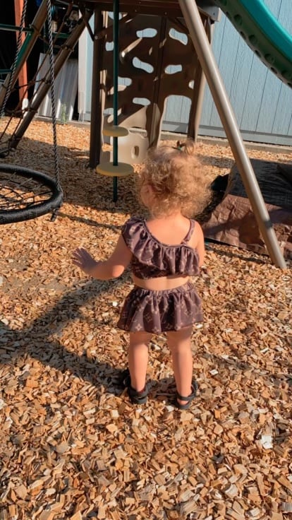 Image of Brown LV Girl Swimsuit 