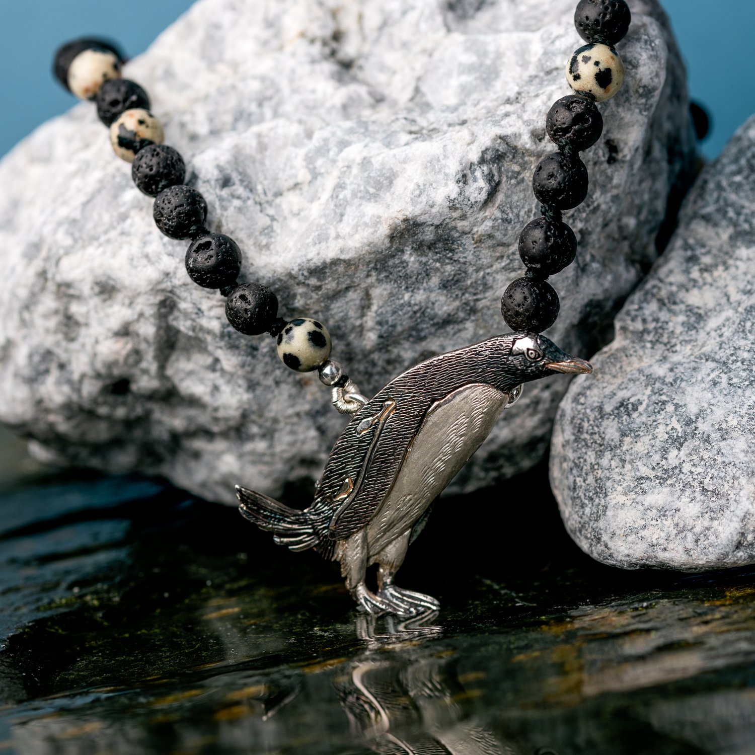 Image of 'Gentoo Penguin - Port Lockroy' Silver Necklace