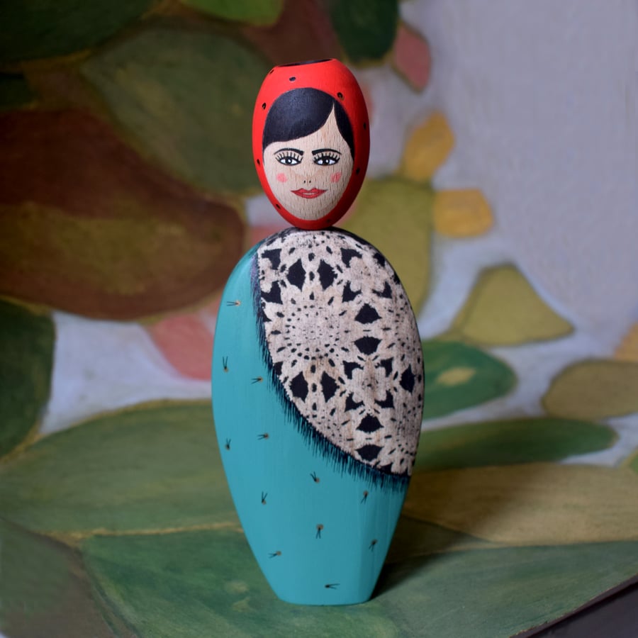 Image of FicuLei 08  wooden doll - lace