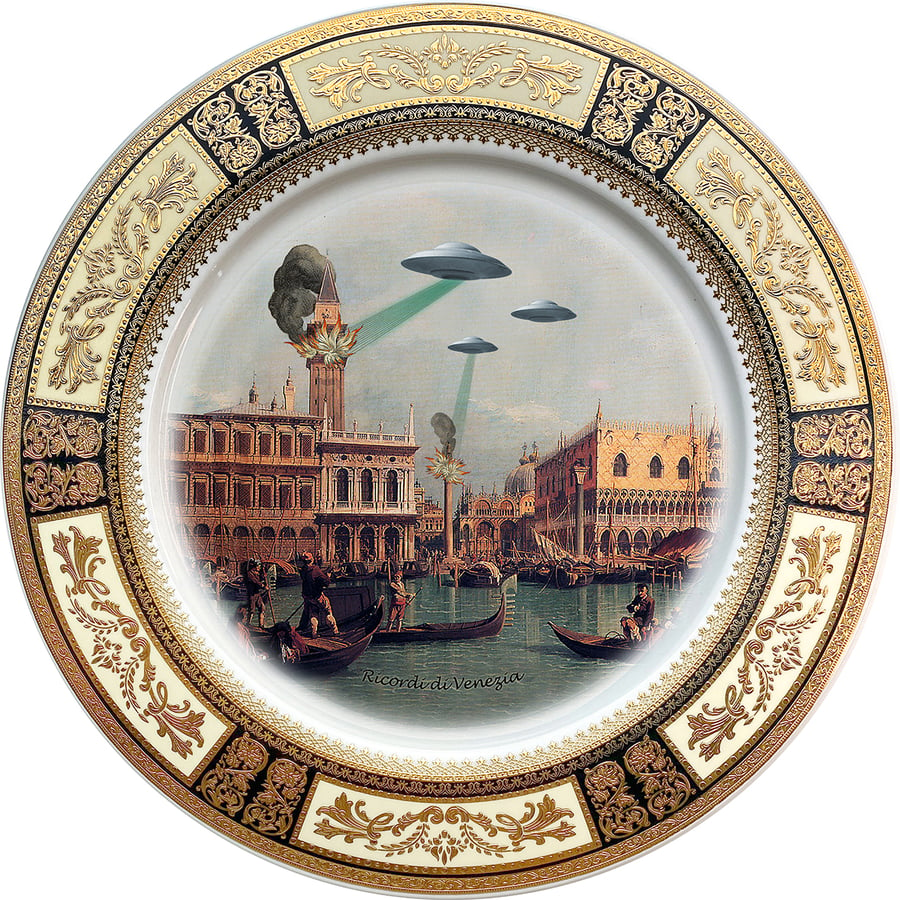 Image of Ricordi di Venezia - Large Fine China Plate - #0744