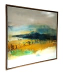 Original Canvas - Hawthorns on Prussian Blue/Yellow Ochre/Turquoise