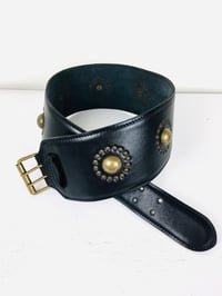 Image 1 of 1980s Azzadine Alaia Black Leather Studded Corset Belt