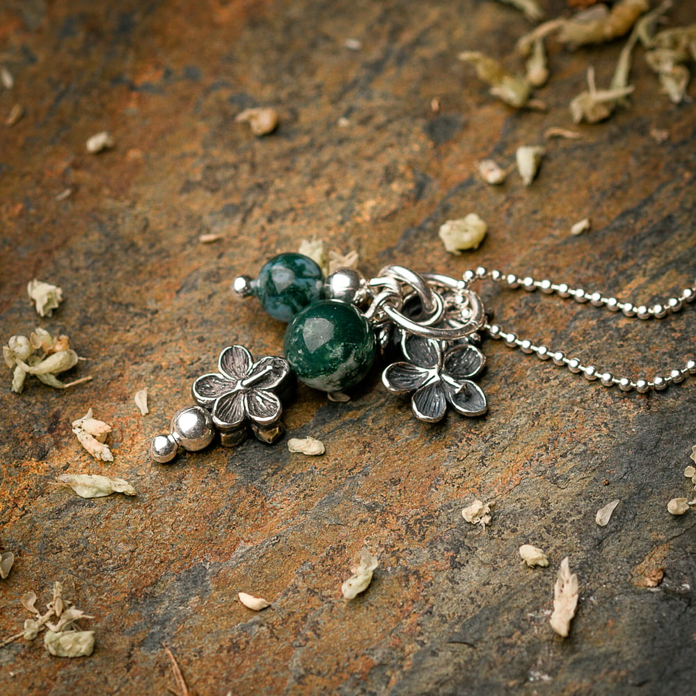 Image of Geranium Cluster Pendant on Silver Ball Chain