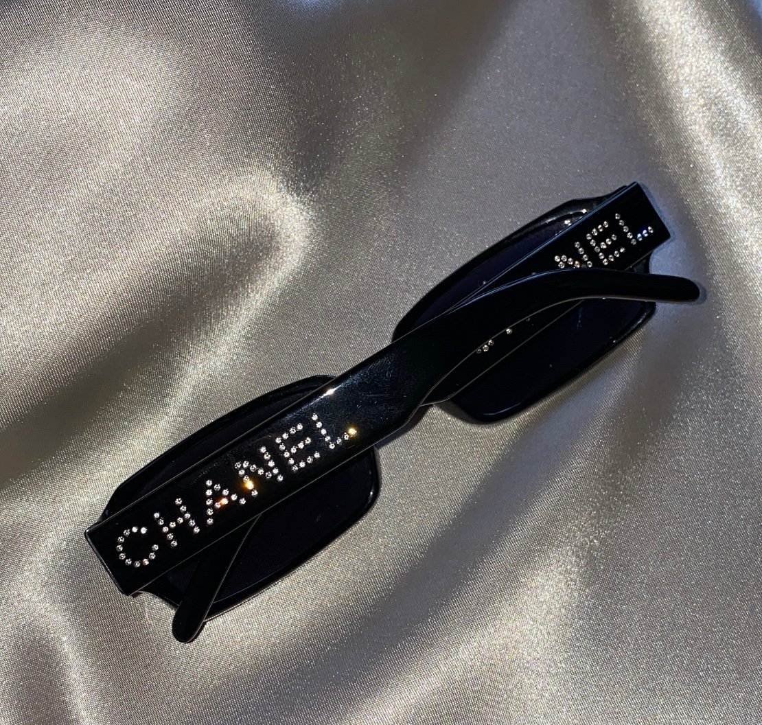 Chanel CC Gold Rhinestone Square Sunglasses  BLOGGER ARMOIRE