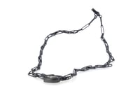 Image 2 of Black tourmaline quartz set in a hand made chain. Oxidised silver